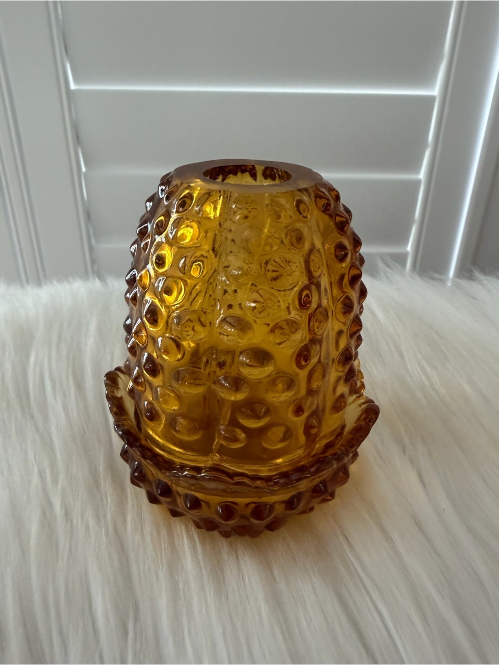 Vintage Fenton Amber Hobnail fairy lamp